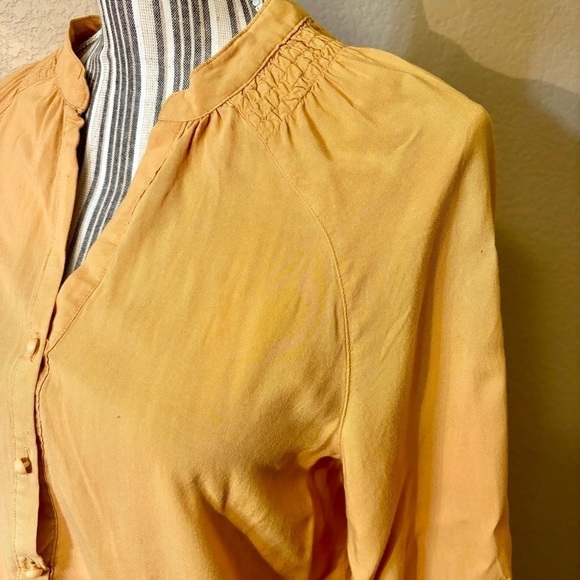 Antilia Femme Blouse Large Light Orange Peasant Smocked Hem 3/4 Slvs Rayon Boho - Picture 7 of 12